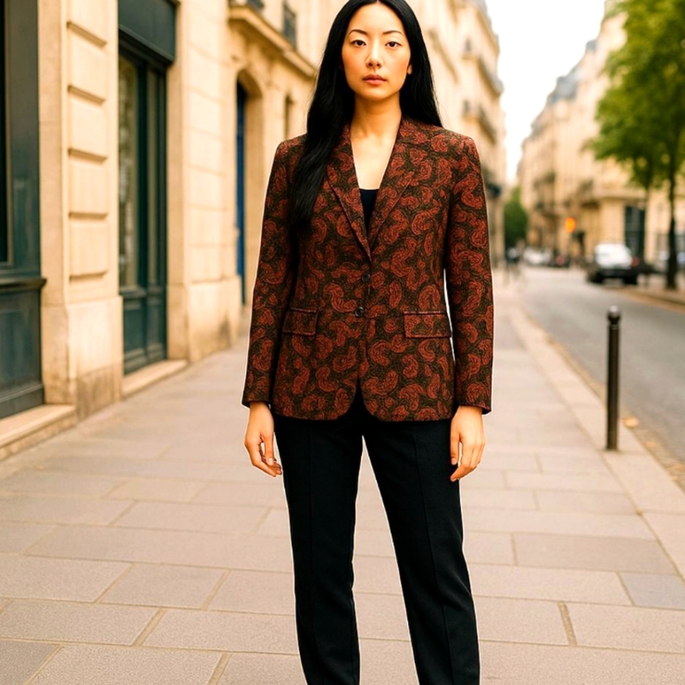 Talbots Red and Black Paisley Blazer